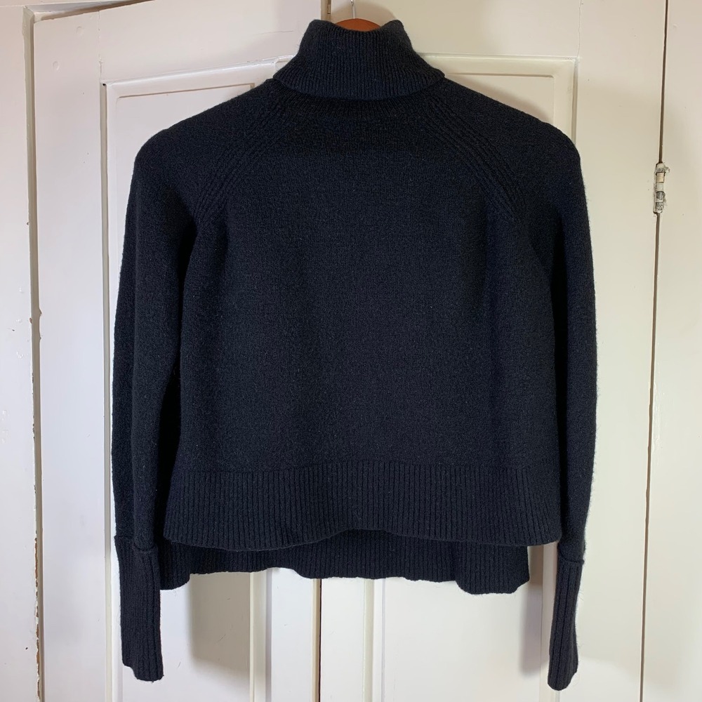 J. Crew Merino Wool Alpaca Blend Turtleneck Sweater XXS Black Knit Top Minimal